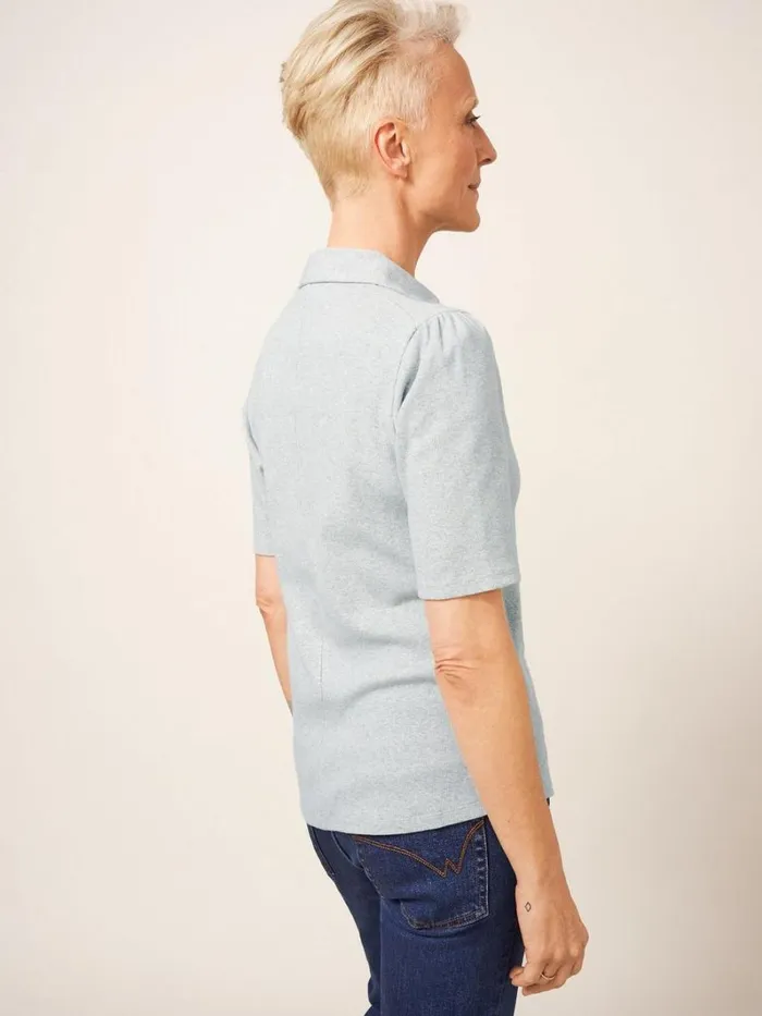 White Stuff SHIRTS and BLOUSES Rosie Rib Half Sleeve Grey Marl 8211 Women