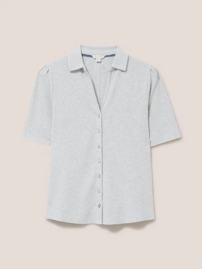 White Stuff SHIRTS and BLOUSES Rosie Rib Half Sleeve Grey Marl 8211 Women