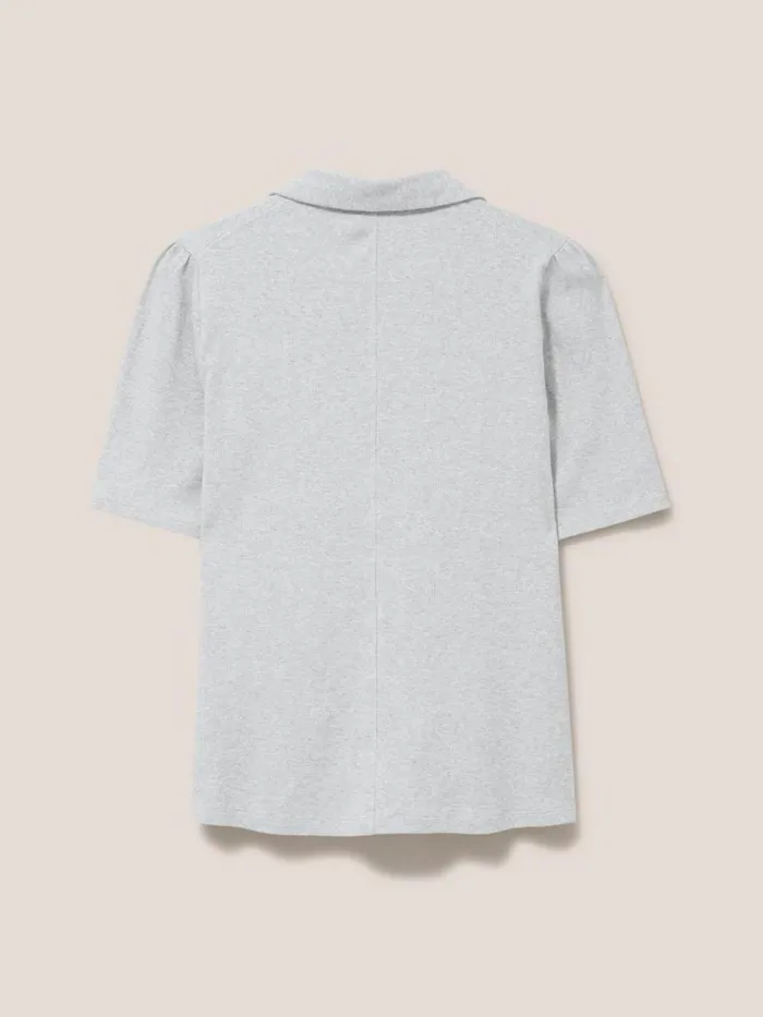 White Stuff SHIRTS and BLOUSES Rosie Rib Half Sleeve Grey Marl 8211 Women
