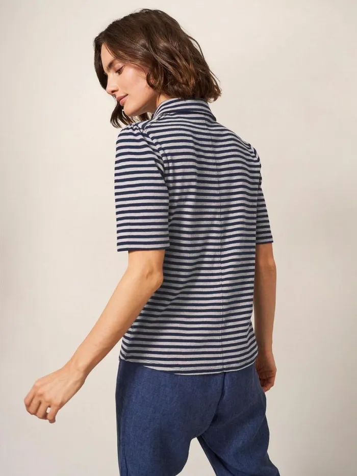 White Stuff SHIRTS and BLOUSES Rosie Rib Half Sleeve Navy Multi 8211 Women White Stuff SHIRTS and BLOUSES Rosie Rib Half Sleeve Navy Multi 8211 Women