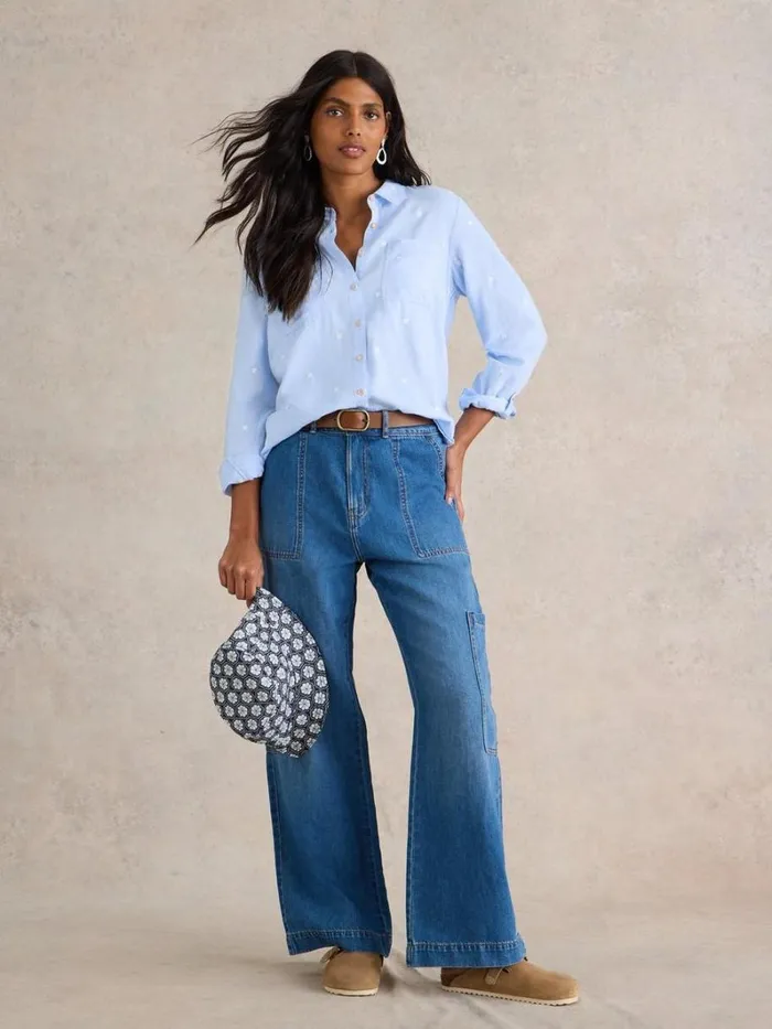 White Stuff SHIRTS and BLOUSES Sophie Organic Cotton Shirt Blue Multi 8211 Women