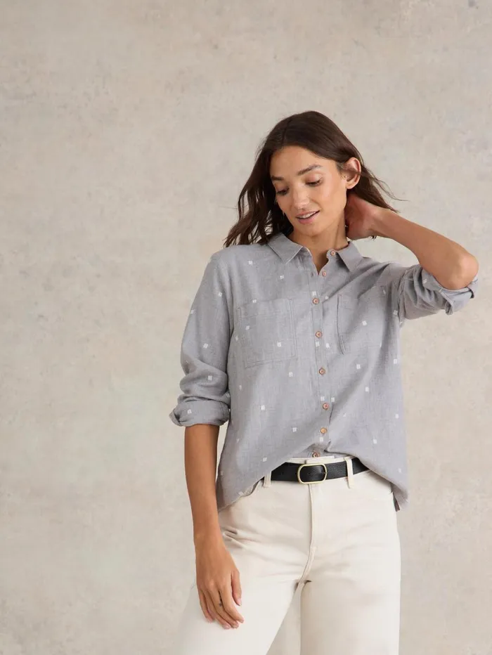 White Stuff SHIRTS and BLOUSES Sophie Organic Cotton Shirt Grey Multi 8211 Women White Stuff SHIRTS and BLOUSES Sophie Organic Cotton Shirt Grey Multi 8211 Women