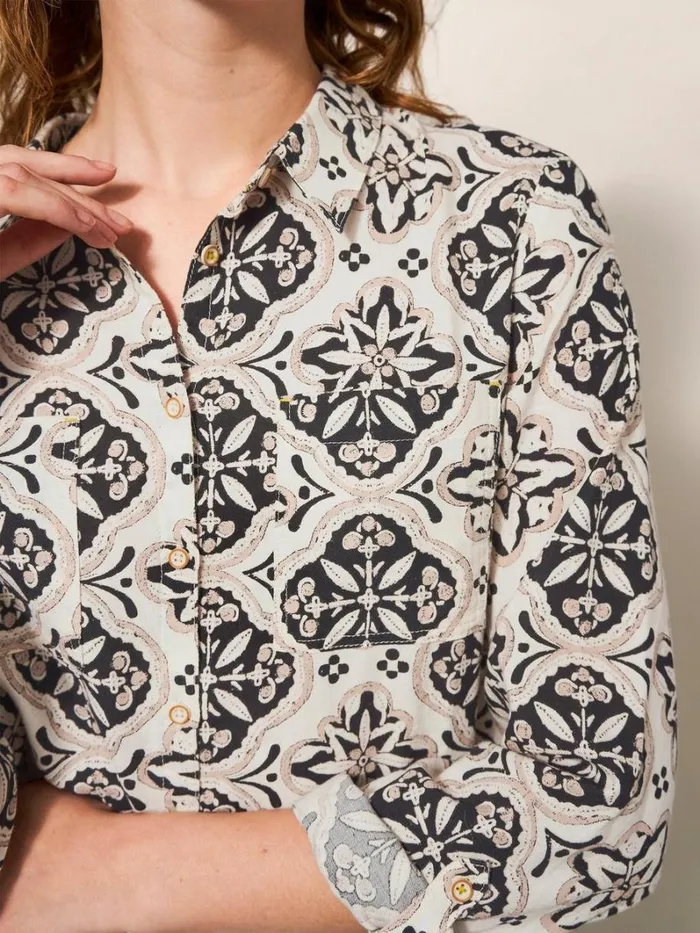 White Stuff SHIRTS and BLOUSES Sophie Organic Cotton Shirt Natural Multi 8211 Women