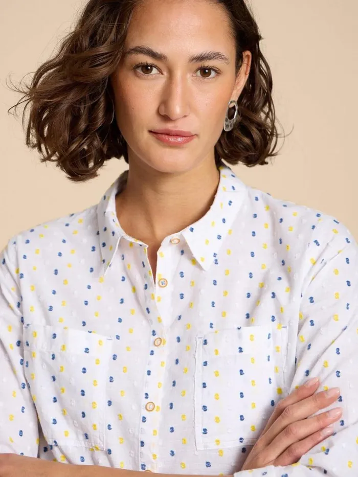 White Stuff SHIRTS and BLOUSES SOPHIE TEXTURED ORGANIC SHIRT Ivory Multi 8211 Women