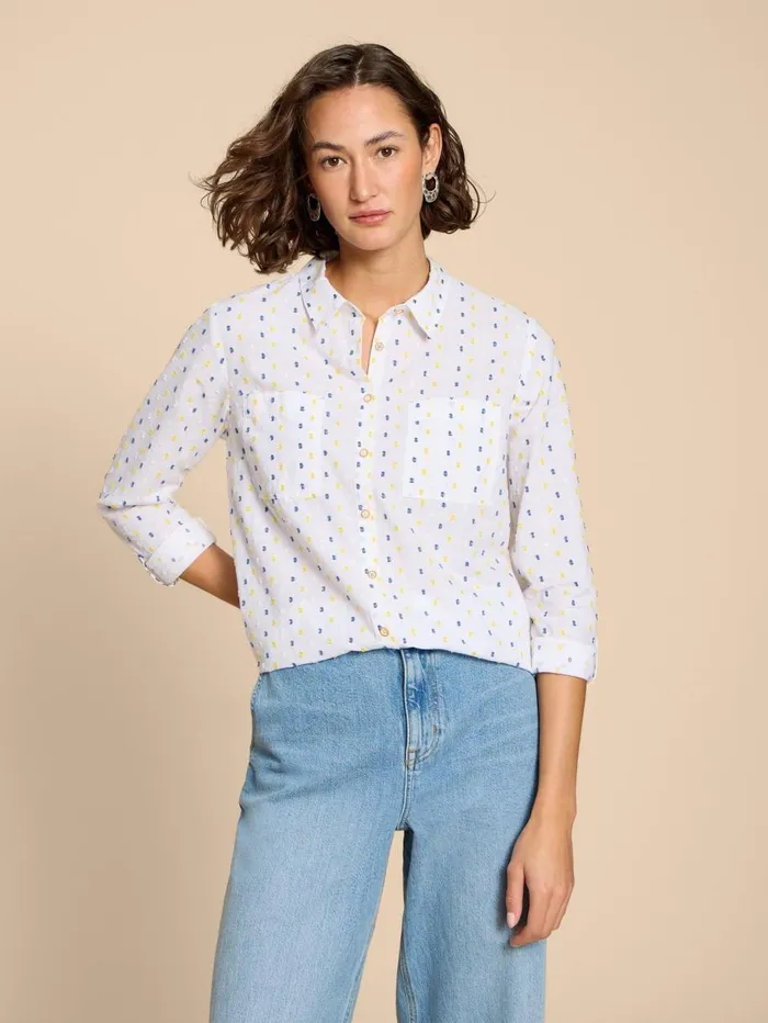 White Stuff SHIRTS and BLOUSES SOPHIE TEXTURED ORGANIC SHIRT Ivory Multi 8211 Women