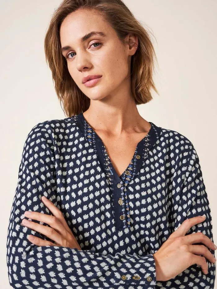 White Stuff SHIRTS and BLOUSES Tammy Textured Tunic Navy Multi 8211 Women