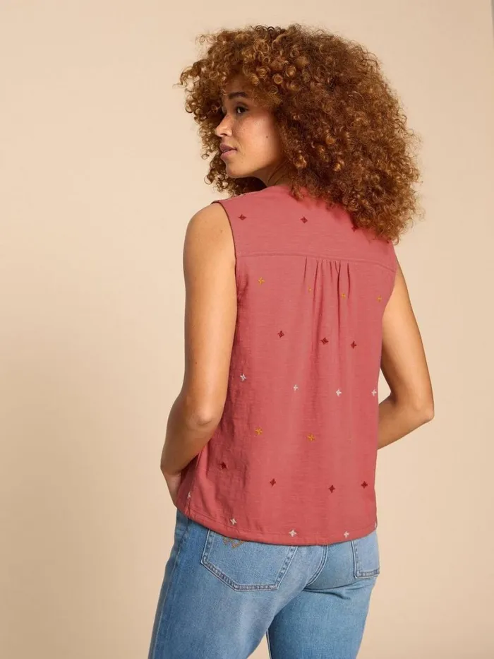 White Stuff SHIRTS and BLOUSES TULIP JERSEY SLEEVELESS SHIRT Pink Multi 8211 Women