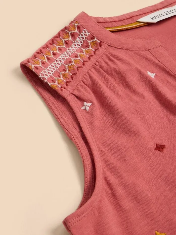 White Stuff SHIRTS and BLOUSES TULIP JERSEY SLEEVELESS SHIRT Pink Multi 8211 Women