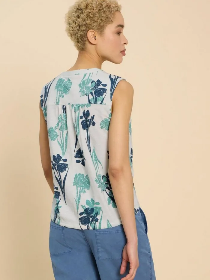 White Stuff SHIRTS and BLOUSES TULIP JERSEY SLEEVELESS SHIRT White Print 8211 Women