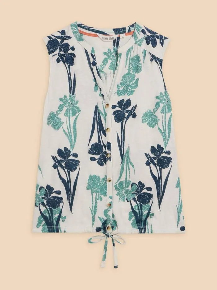 White Stuff SHIRTS and BLOUSES TULIP JERSEY SLEEVELESS SHIRT White Print 8211 Women