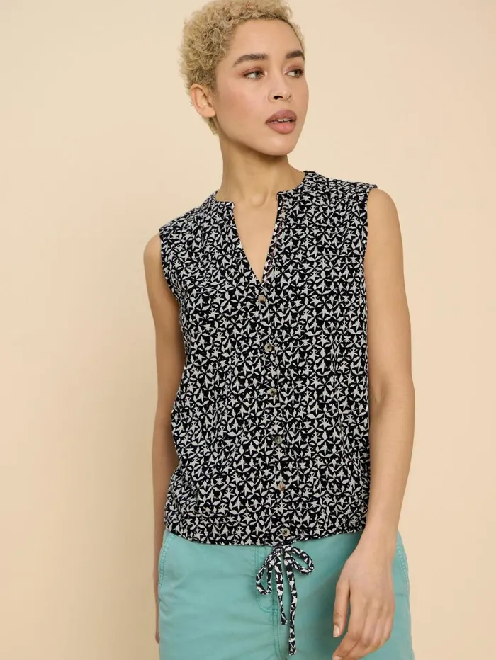 White Stuff SHIRTS and BLOUSES TULIP PRINTED SLEEVELESS SHIRT Black Print 8211 Women White Stuff SHIRTS and BLOUSES TULIP PRINTED SLEEVELESS SHIRT Black Print 8211 Women