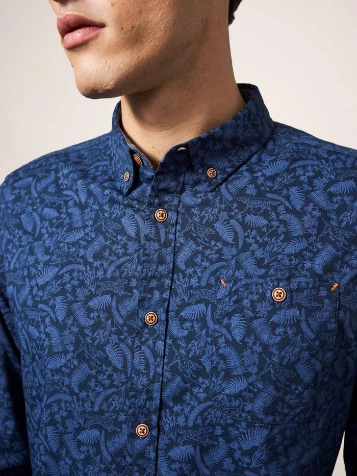 White Stuff SHIRTS Bailey Dog Printed Shirt Dark Navy 8211 Men