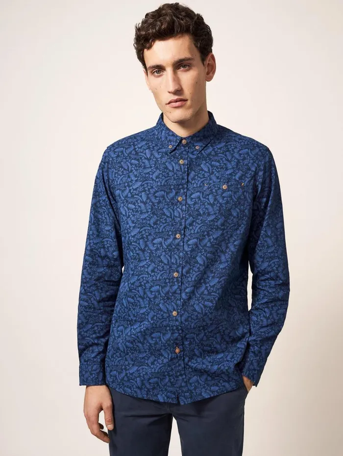 White Stuff SHIRTS Bailey Dog Printed Shirt Dark Navy 8211 Men