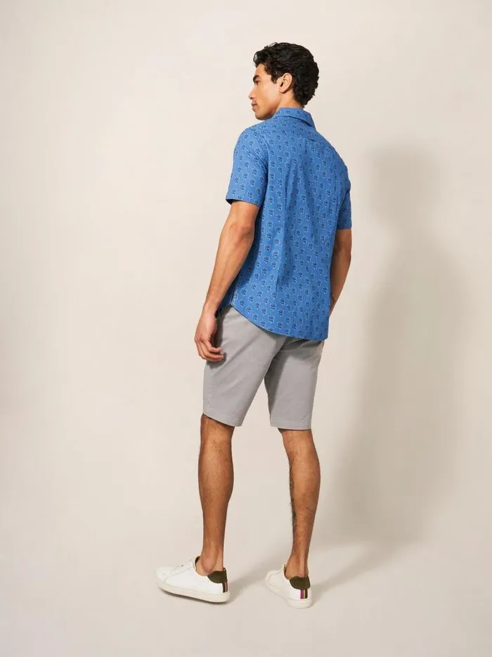White Stuff SHIRTS Block Leaf Printed SS Shirt Bright Blue 8211 Men White Stuff SHIRTS Block Leaf Printed SS Shirt Bright Blue 8211 Men