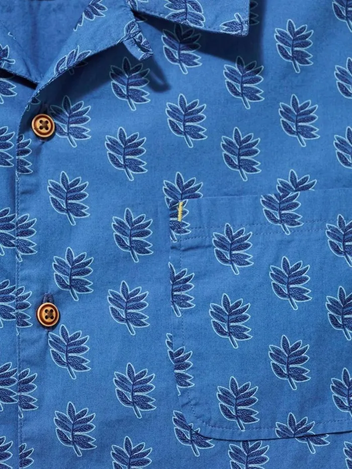 White Stuff SHIRTS Block Leaf Printed SS Shirt Bright Blue 8211 Men White Stuff SHIRTS Block Leaf Printed SS Shirt Bright Blue 8211 Men
