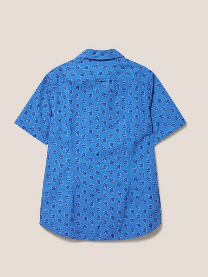 White Stuff SHIRTS Block Leaf Printed SS Shirt Bright Blue 8211 Men White Stuff SHIRTS Block Leaf Printed SS Shirt Bright Blue 8211 Men