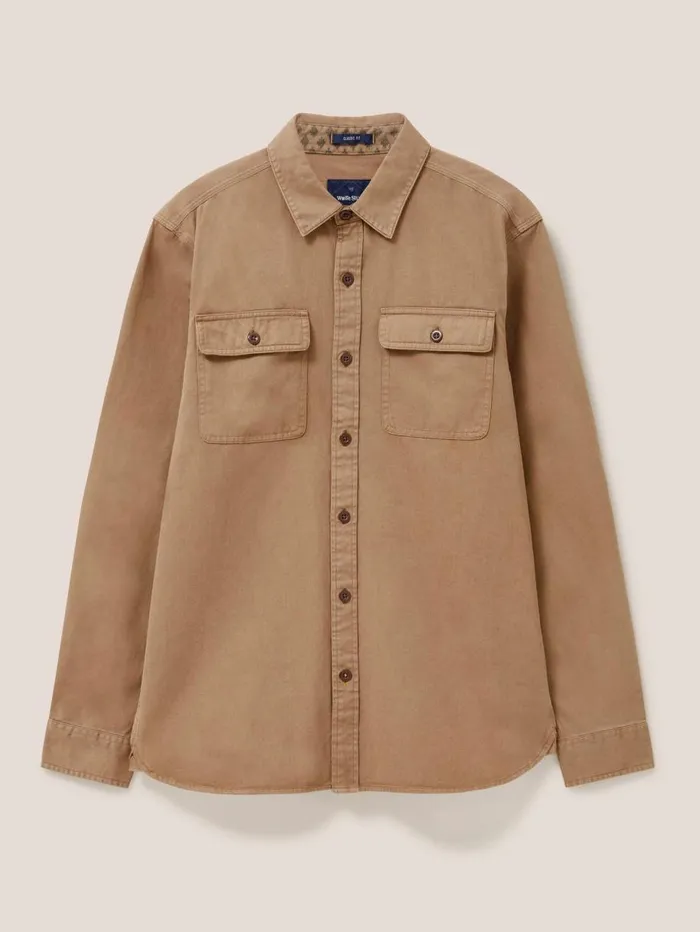 White Stuff SHIRTS Furze Twill Garment Dye Shirt Mid Brown 8211 Men