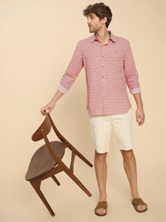 White Stuff SHIRTS Geo Diamond Print LS Shirt Mid Red 8211 Men