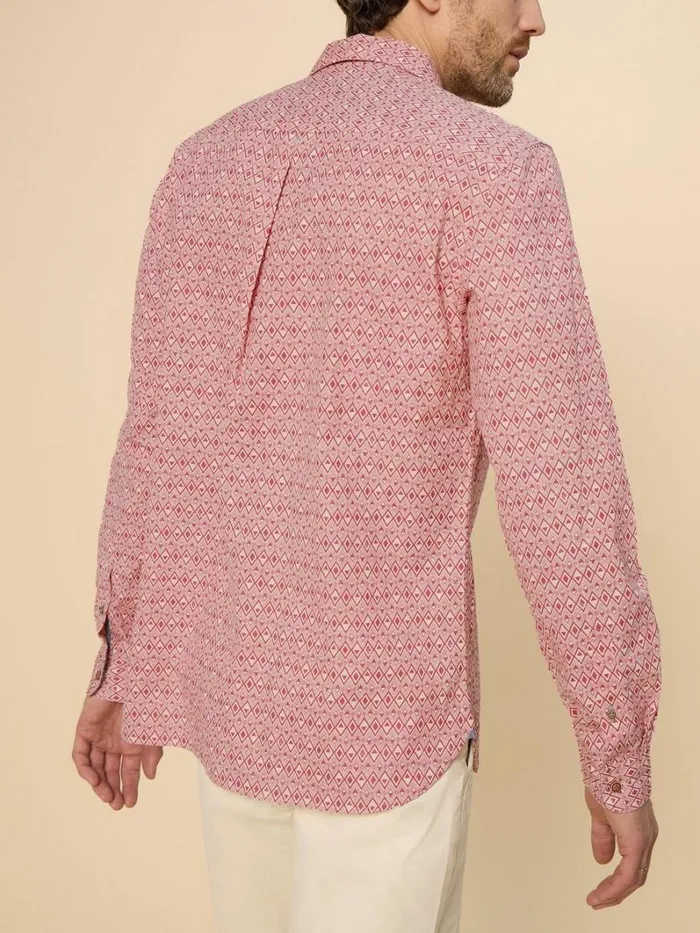 White Stuff SHIRTS Geo Diamond Print LS Shirt Mid Red 8211 Men