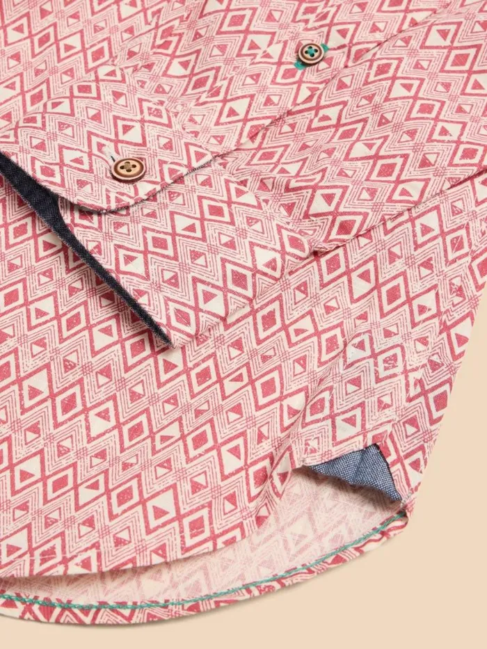 White Stuff SHIRTS Geo Diamond Print LS Shirt Mid Red 8211 Men