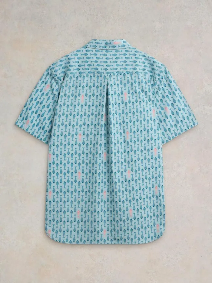 White Stuff SHIRTS Geo Fish Printed SS Shirt Blue Print 8211 Men