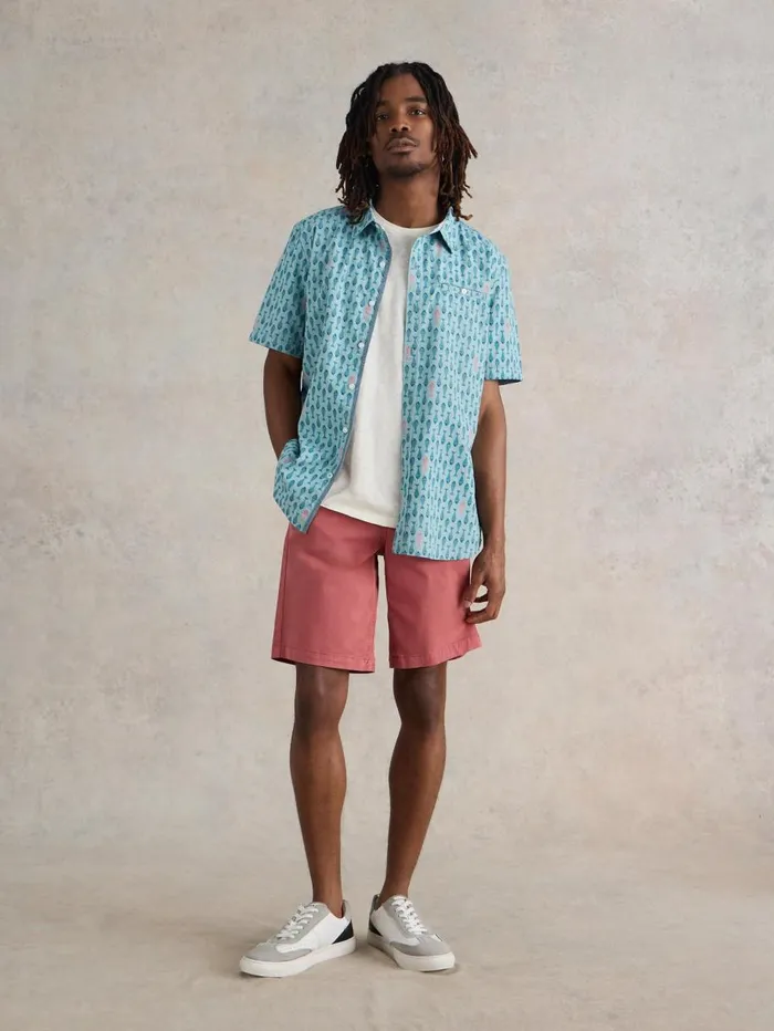White Stuff SHIRTS Geo Fish Printed SS Shirt Blue Print 8211 Men