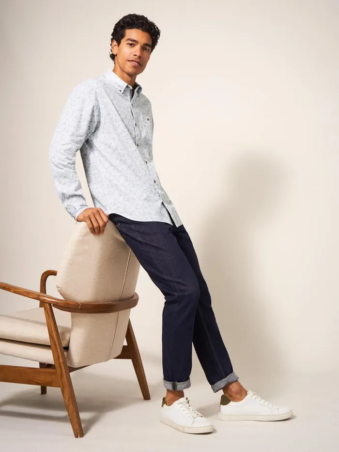 White Stuff SHIRTS Hare Print Shirt White Multi 8211 Men