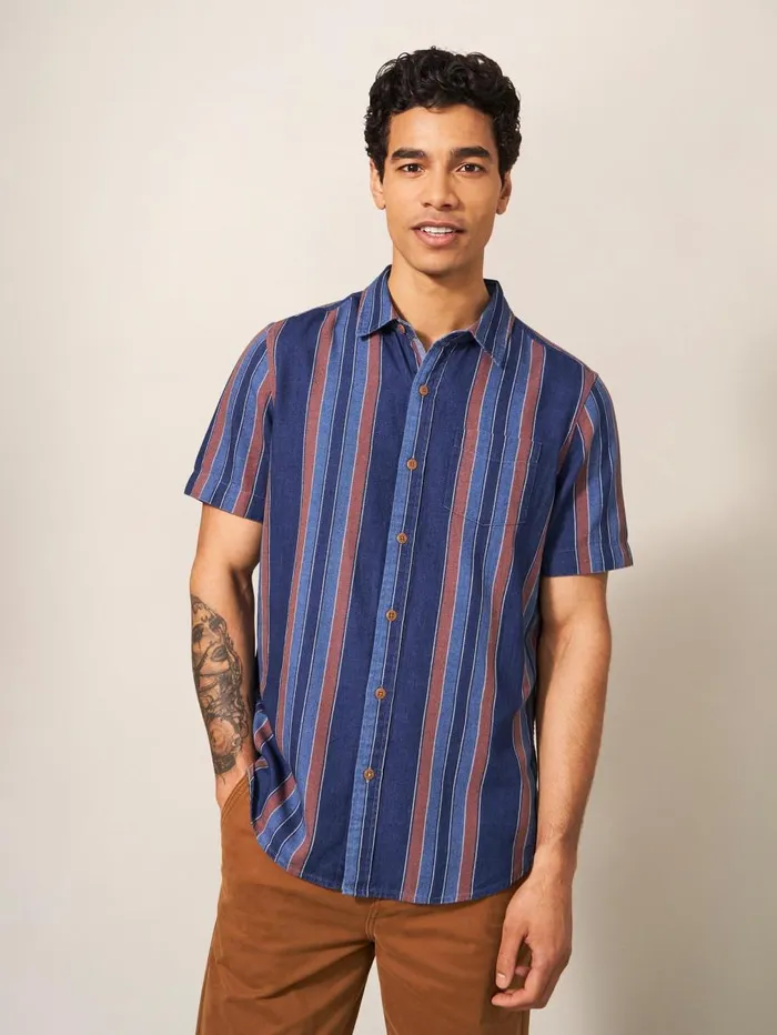 White Stuff SHIRTS Indigo Striped Shirt Indigo Blue 8211 Men White Stuff SHIRTS Indigo Striped Shirt Indigo Blue 8211 Men