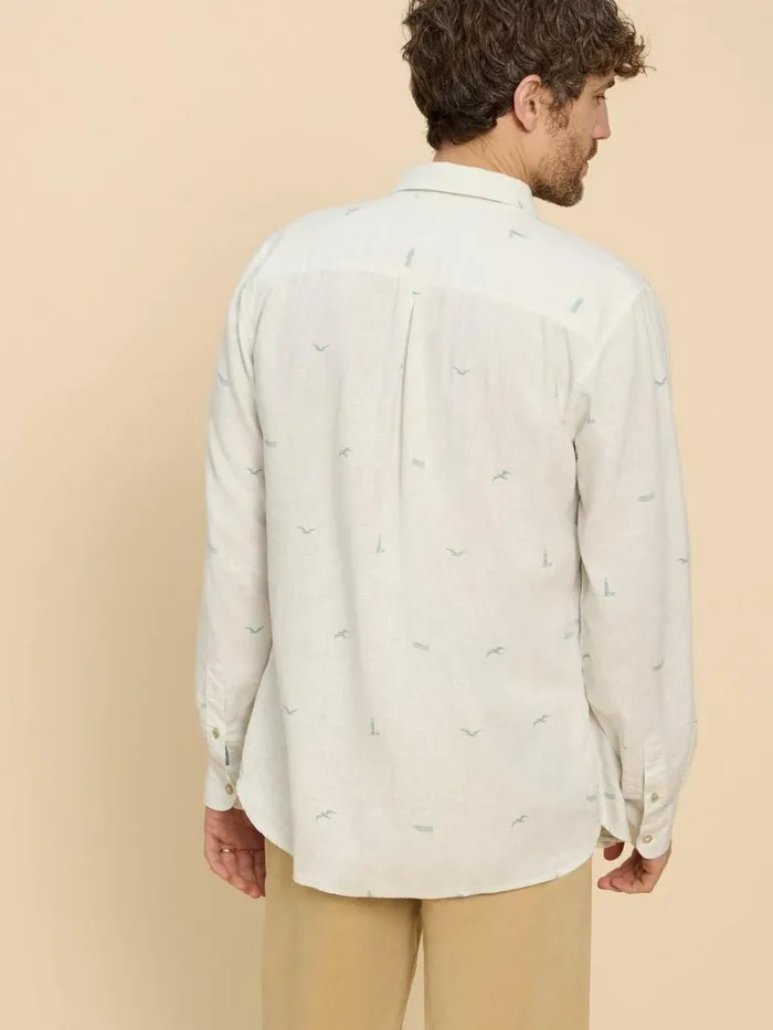 White Stuff SHIRTS Lighthouse Print Linen Shirt White Print 8211 Men White Stuff SHIRTS Lighthouse Print Linen Shirt White Print 8211 Men