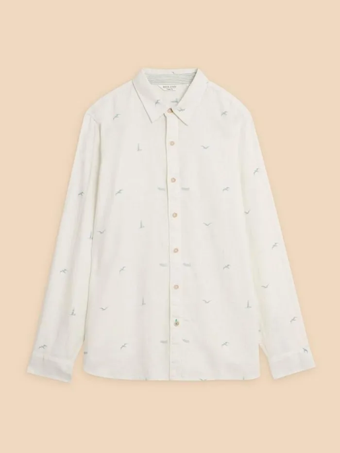 White Stuff SHIRTS Lighthouse Print Linen Shirt White Print 8211 Men White Stuff SHIRTS Lighthouse Print Linen Shirt White Print 8211 Men