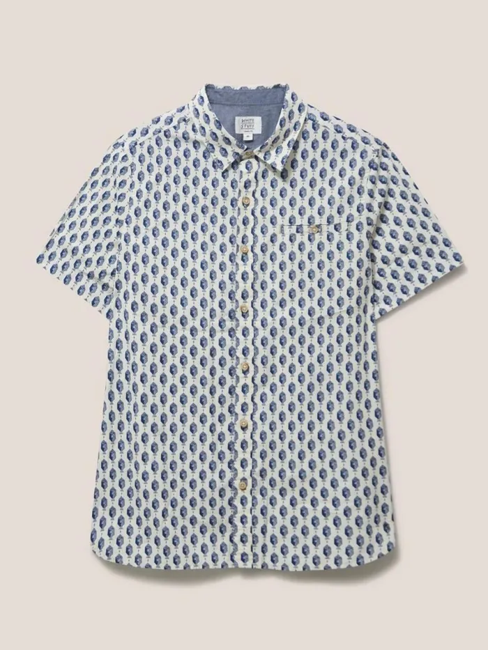 White Stuff SHIRTS Linear Fish Printed SS Shirt White Multi 8211 Men White Stuff SHIRTS Linear Fish Printed SS Shirt White Multi 8211 Men