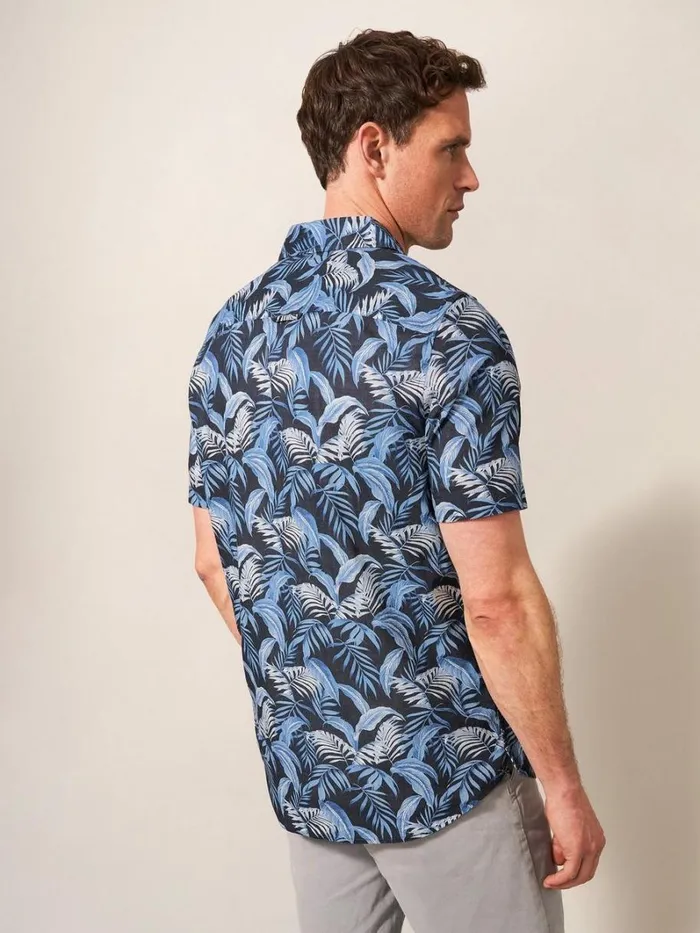 White Stuff SHIRTS Palm Leaf Printed SS Shirt Dark Navy 8211 Men White Stuff SHIRTS Palm Leaf Printed SS Shirt Dark Navy 8211 Men