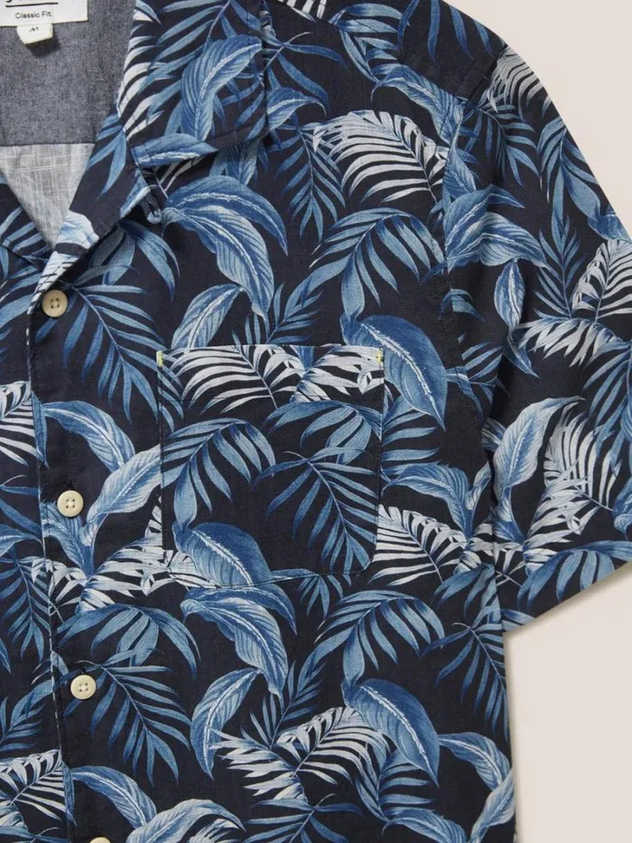 White Stuff SHIRTS Palm Leaf Printed SS Shirt Dark Navy 8211 Men White Stuff SHIRTS Palm Leaf Printed SS Shirt Dark Navy 8211 Men