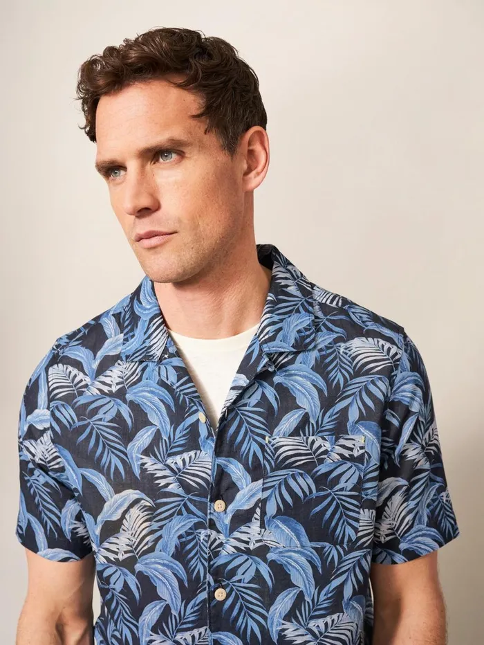 White Stuff SHIRTS Palm Leaf Printed SS Shirt Dark Navy 8211 Men White Stuff SHIRTS Palm Leaf Printed SS Shirt Dark Navy 8211 Men
