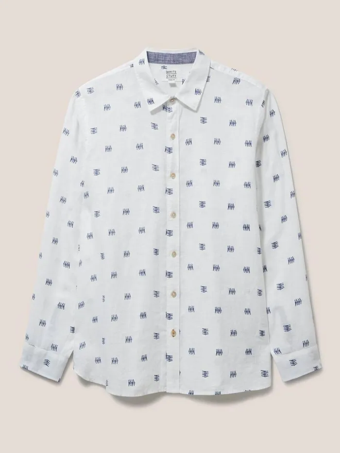 White Stuff SHIRTS Pembroke Fish PR LS Shirt White Multi 8211 Men