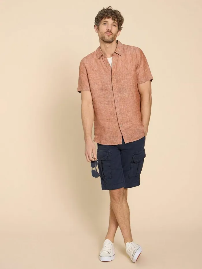 White Stuff SHIRTS Pembroke SS Linen Shirt Dark Orange 8211 Men