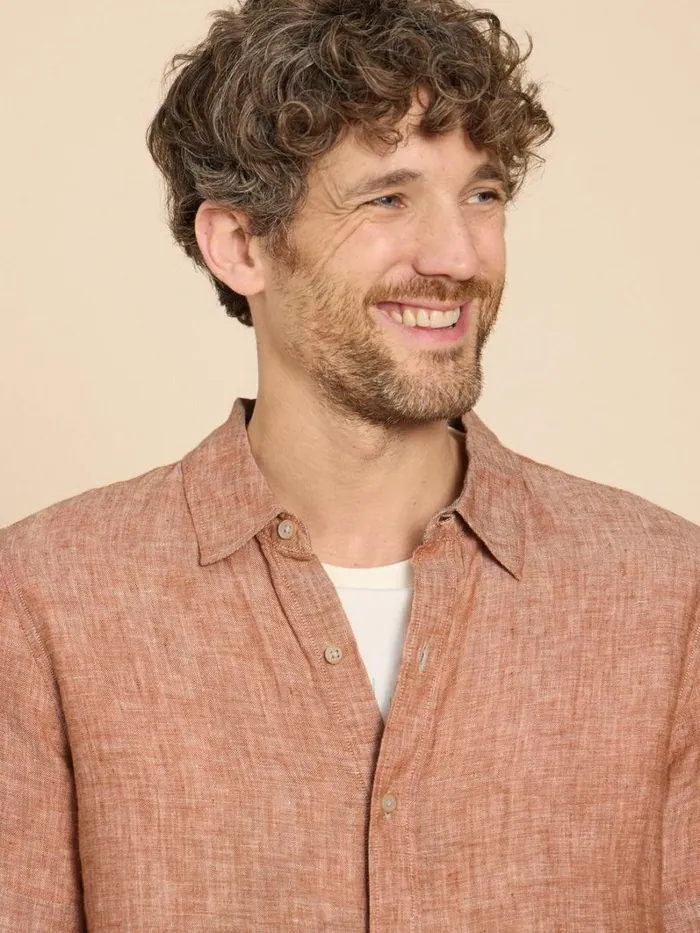 White Stuff SHIRTS Pembroke SS Linen Shirt Dark Orange 8211 Men