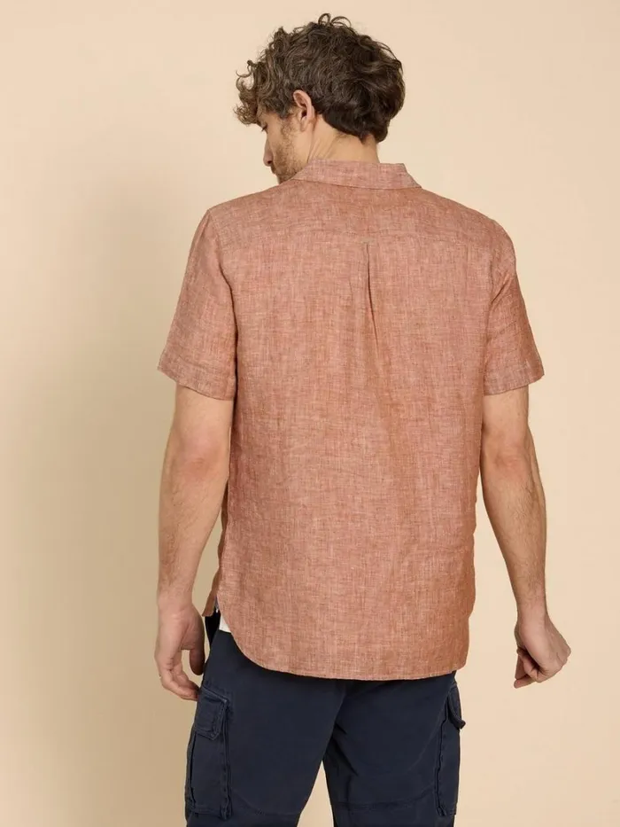 White Stuff SHIRTS Pembroke SS Linen Shirt Dark Orange 8211 Men