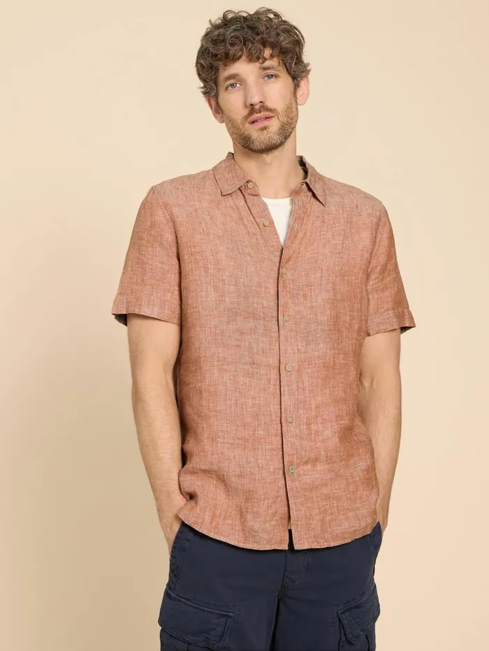 White Stuff SHIRTS Pembroke SS Linen Shirt Dark Orange 8211 Men