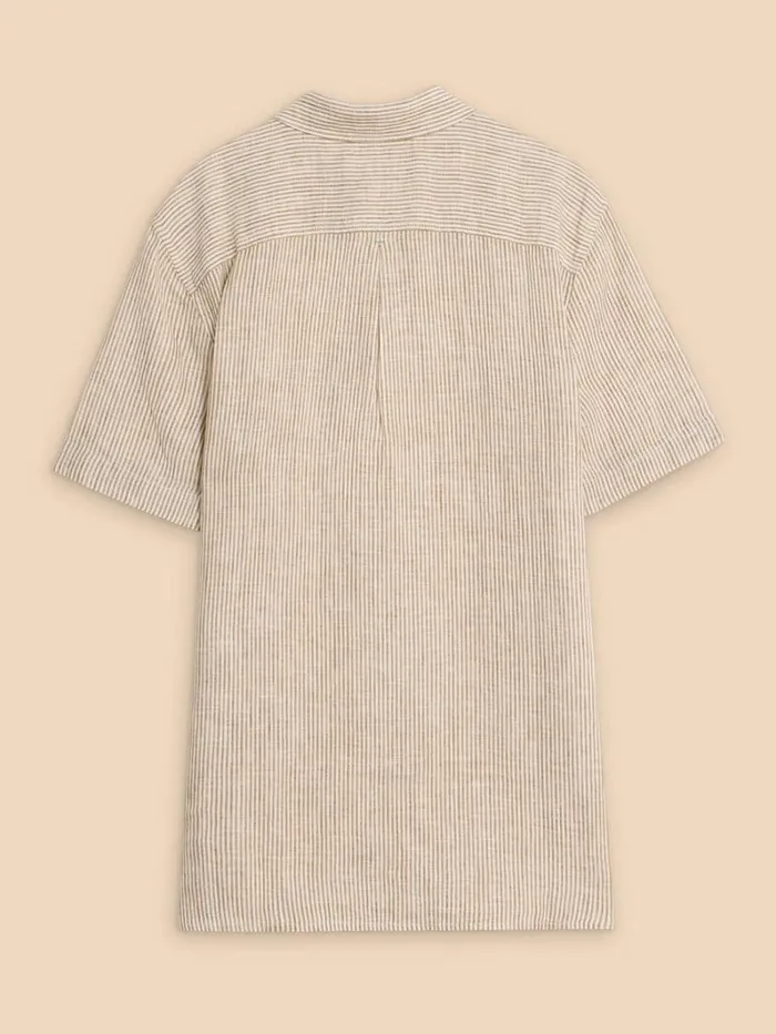 White Stuff SHIRTS Pembroke SS Linen Stripe Shirt Tan Multi 8211 Men White Stuff SHIRTS Pembroke SS Linen Stripe Shirt Tan Multi 8211 Men