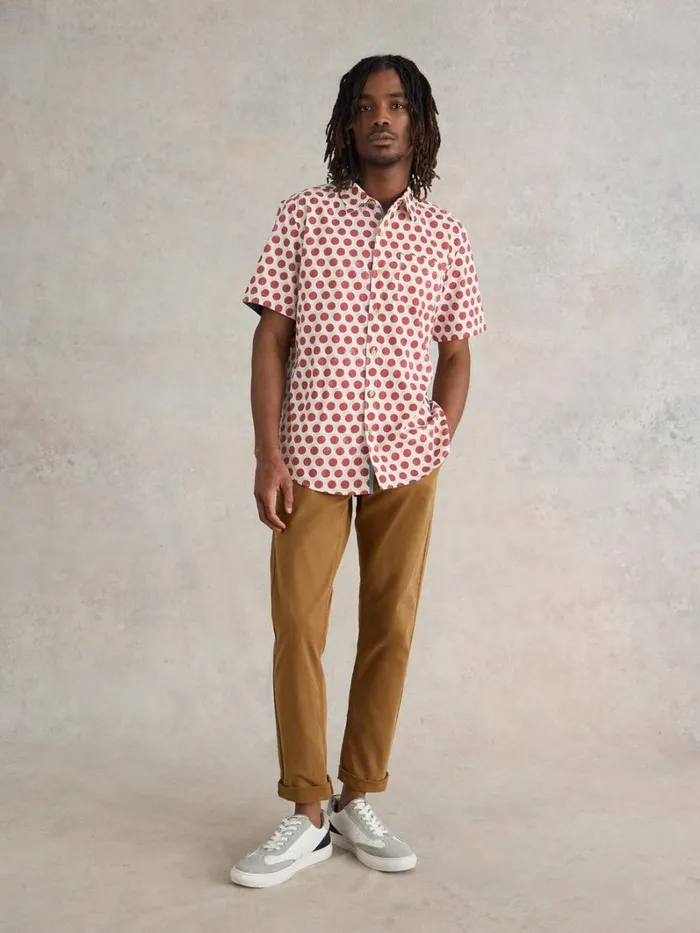 White Stuff SHIRTS Retro Spot Printed SS Shirt Red Print 8211 Men