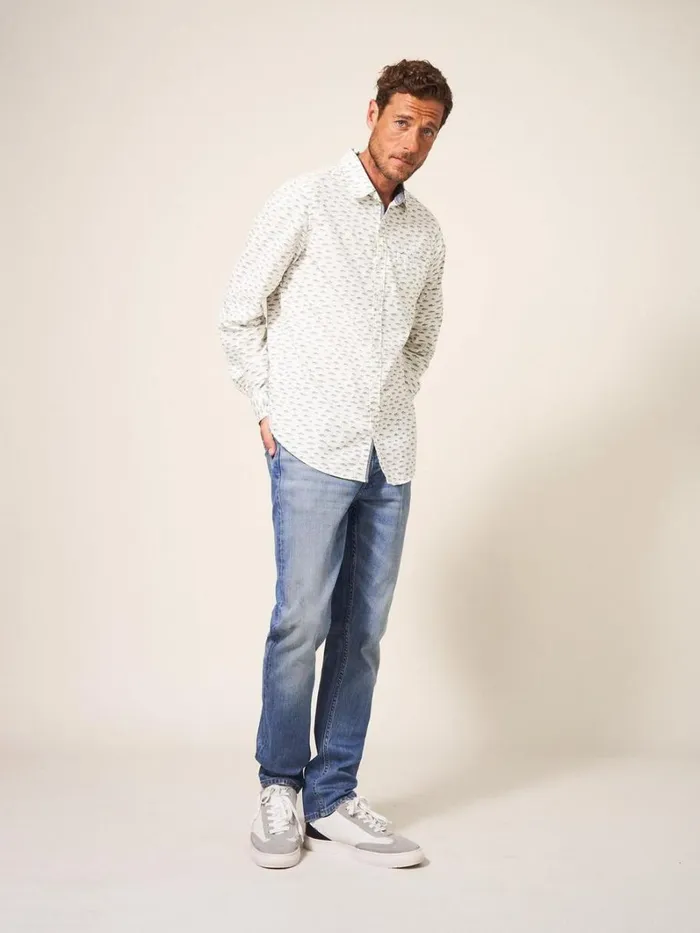 White Stuff SHIRTS River Fish Printed Shirt Natural Multi 8211 Men