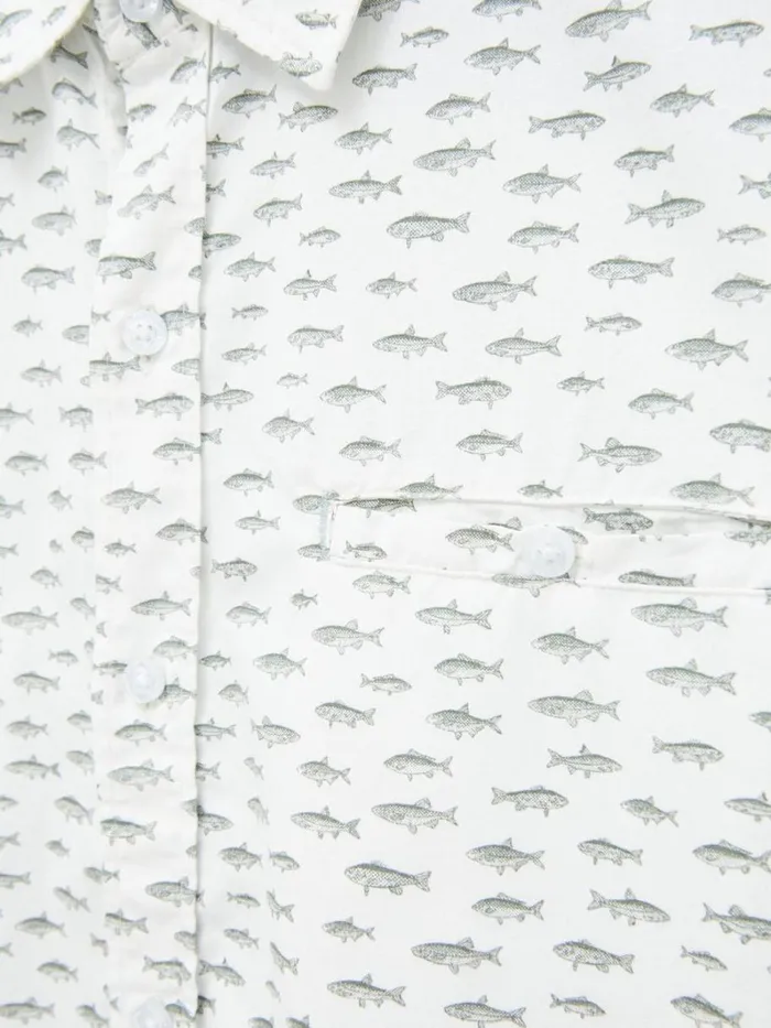 White Stuff SHIRTS River Fish Printed Shirt Natural Multi 8211 Men