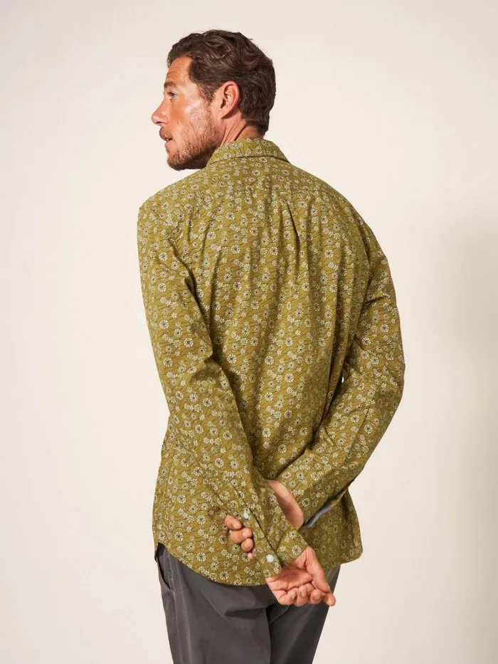 White Stuff SHIRTS Scattered Flower Printed Shirt Mid Green 8211 Men