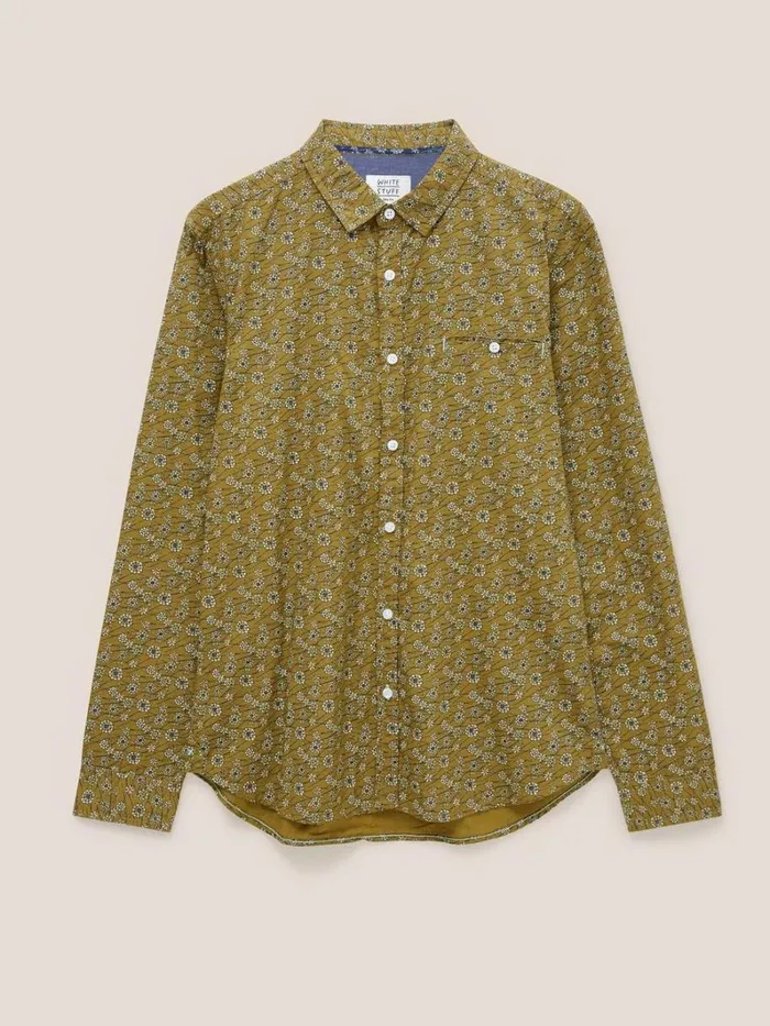 White Stuff SHIRTS Scattered Flower Printed Shirt Mid Green 8211 Men