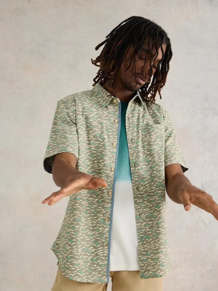 White Stuff SHIRTS Shoal Printed Shirt Mint Green 8211 Men