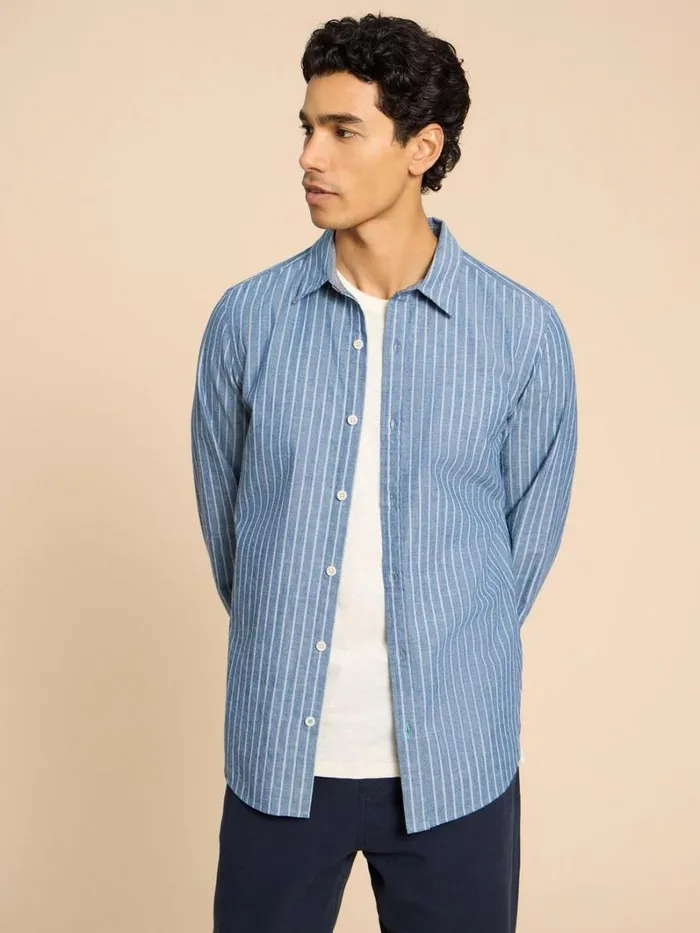 White Stuff SHIRTS Stripe LS Shirt Chambray Blue 8211 Men