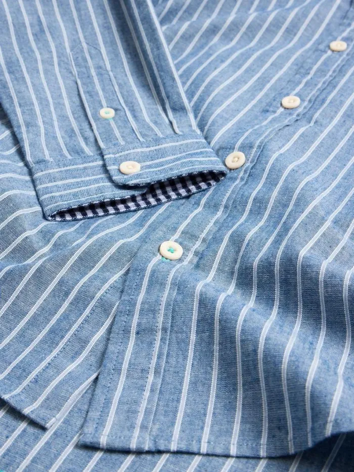 White Stuff SHIRTS Stripe LS Shirt Chambray Blue 8211 Men