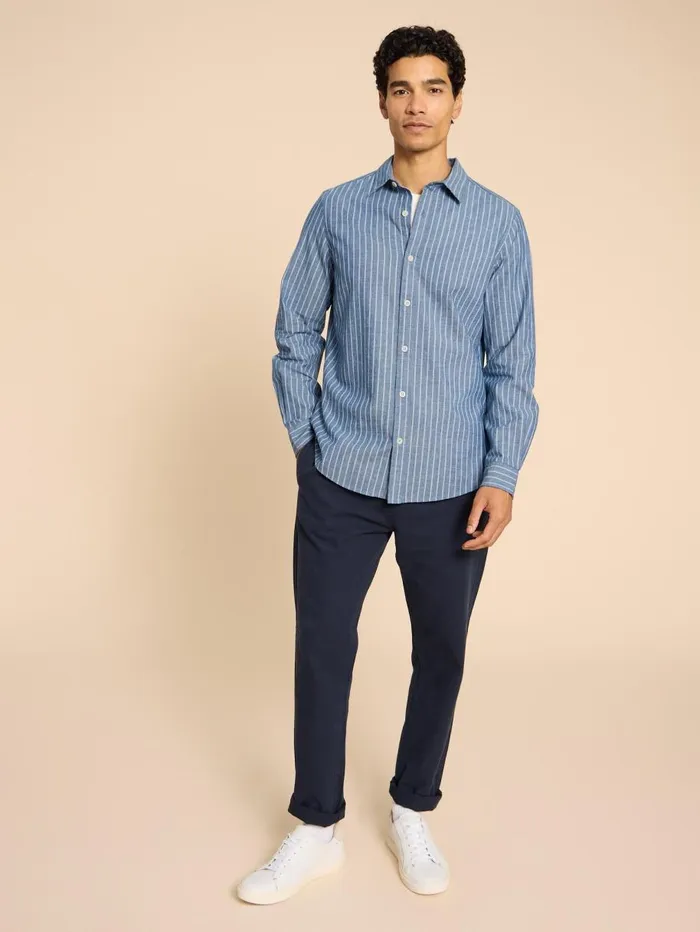 White Stuff SHIRTS Stripe LS Shirt Chambray Blue 8211 Men