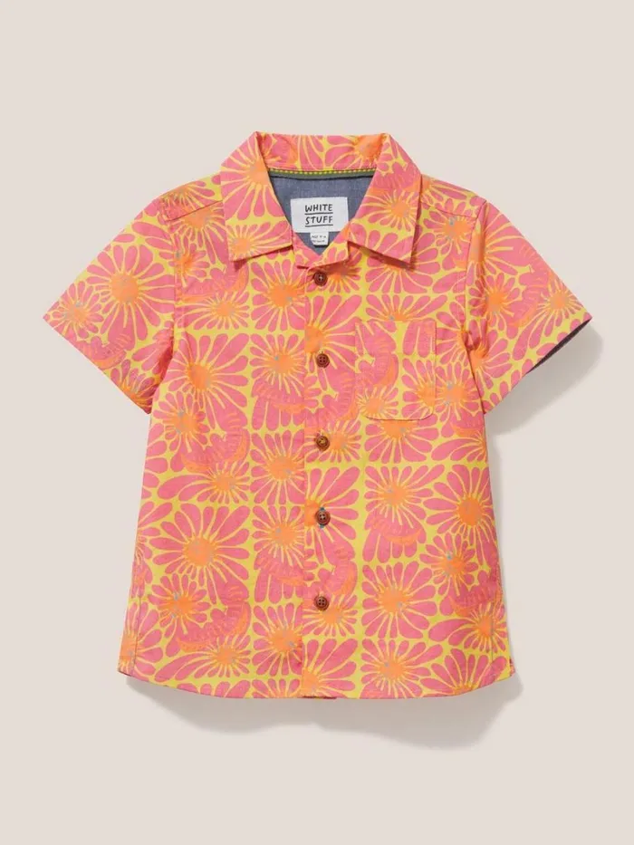 White Stuff SHIRTS Sunny Flower Printed SS Shirt Coral Multi 8211 Kids